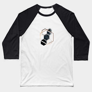 Geometric Hexagon Composition with Gold and Stone Baseball T-Shirt